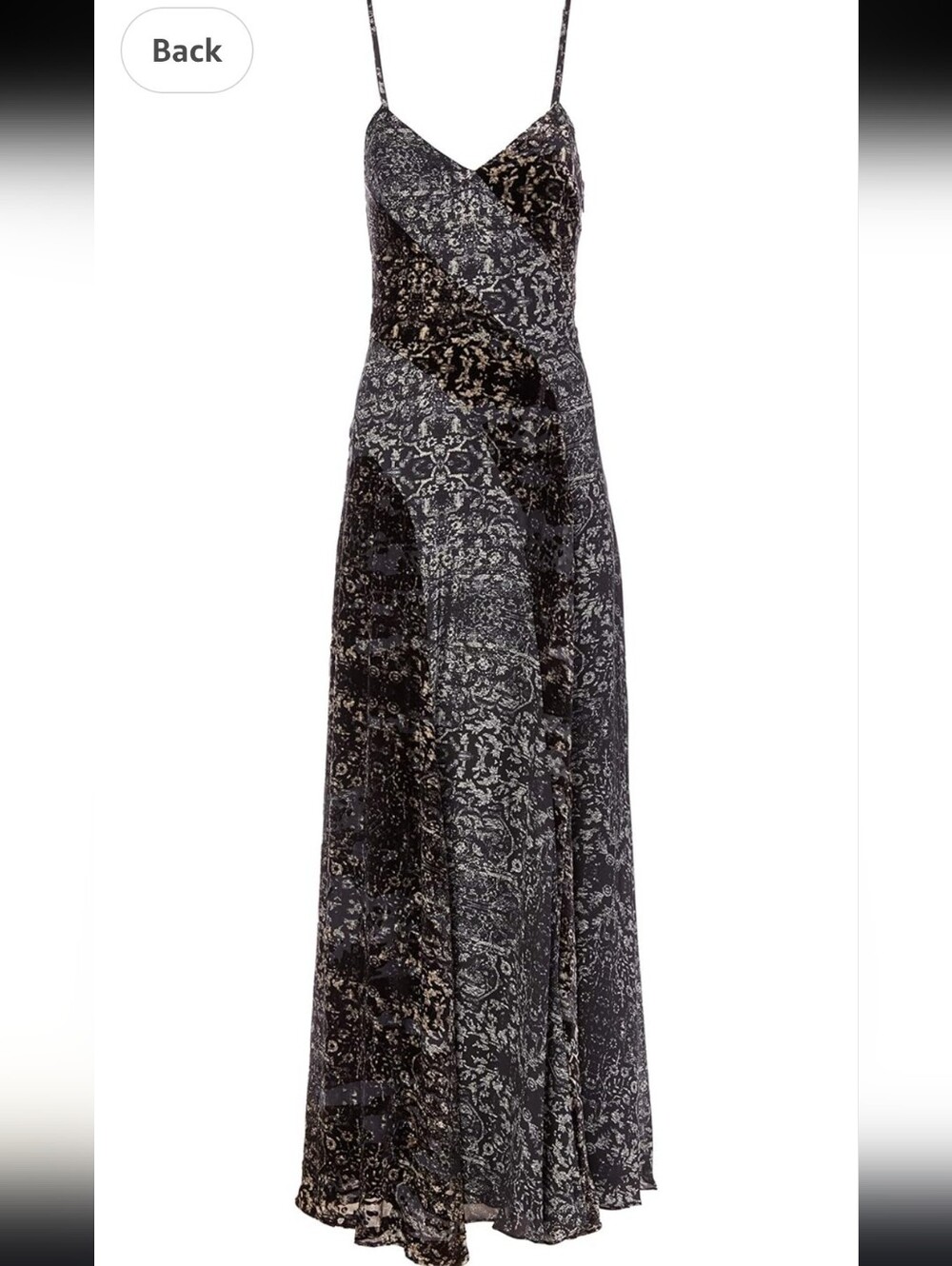 Haute Hippie Black & Silver Patterned Maxi Slip Dress